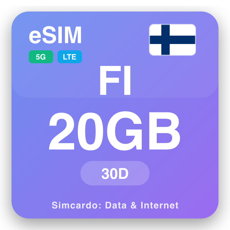 eSIM Ufini 20 GB kwa 30 siku