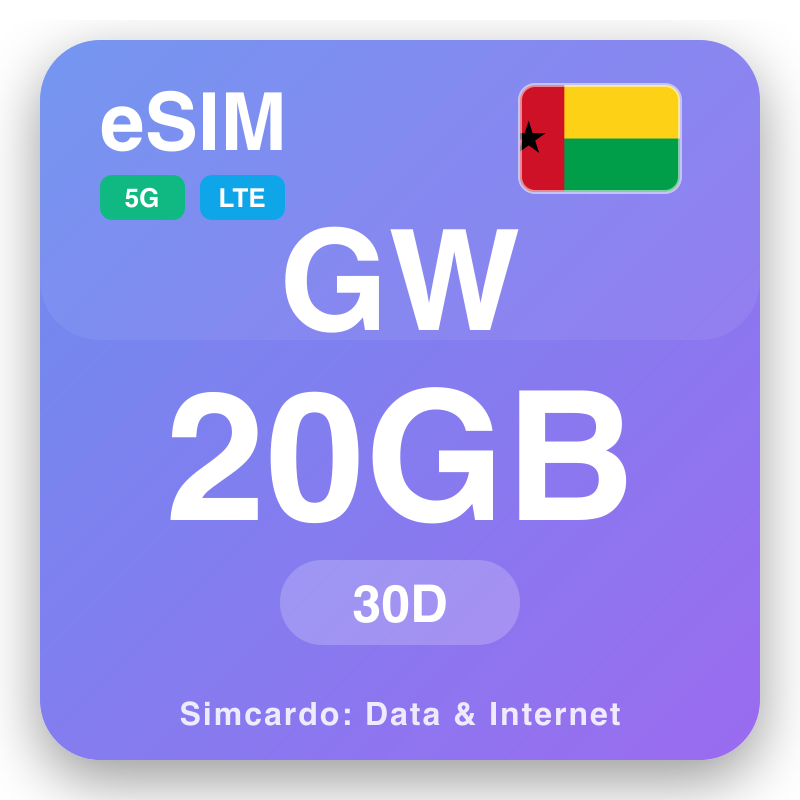 eSIM GW 20 GB no ka 30 mau lā
