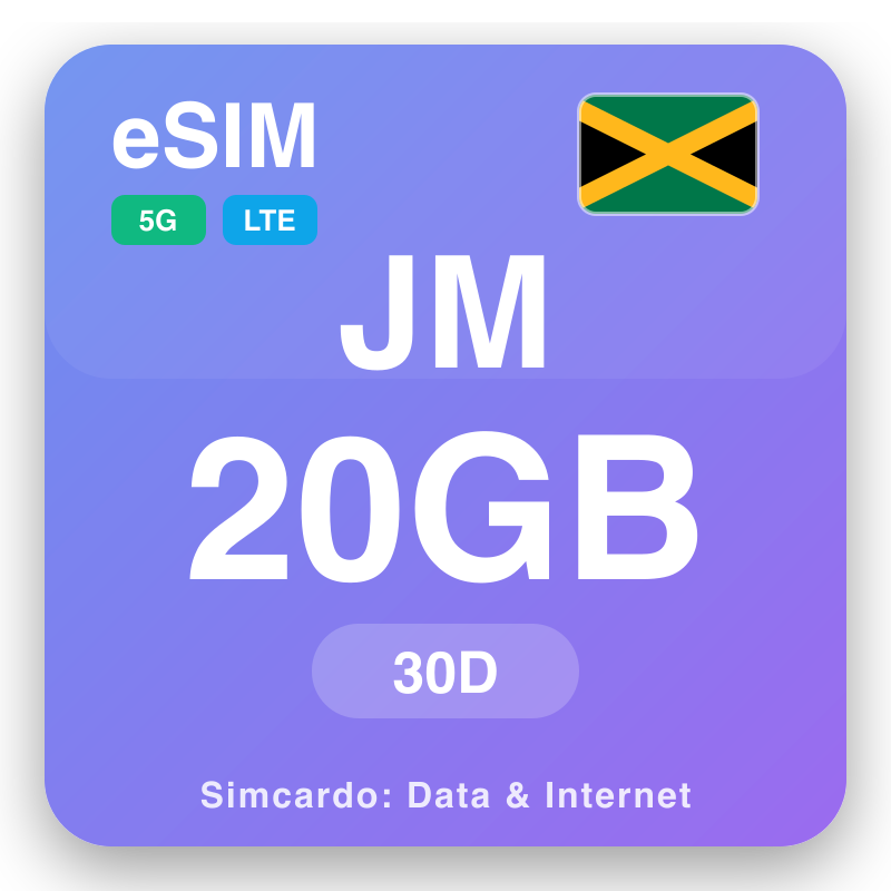 eSIM JM 20 GB mo 30 ra