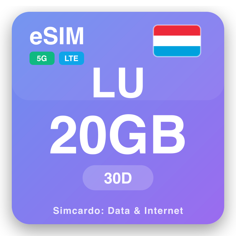 eSIM Luksemburg - planet e të dhënave për udhëtim dhe internet mobil