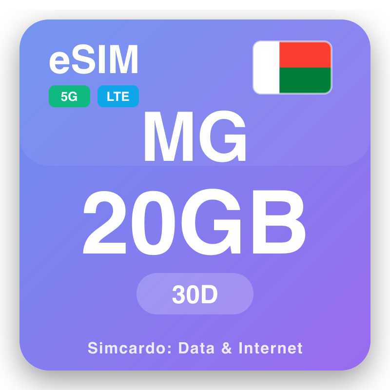 eSIM Madagaskar 20 GB för 30 dagar