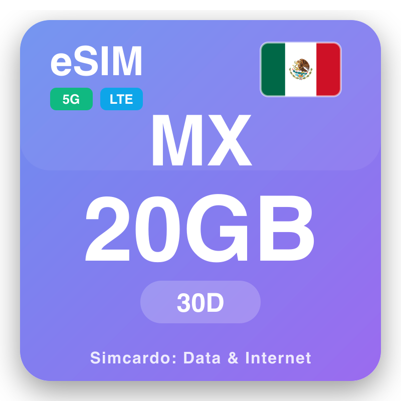 eSIM Meksika - syýahat maglumat meýilnamalary we mobil internet