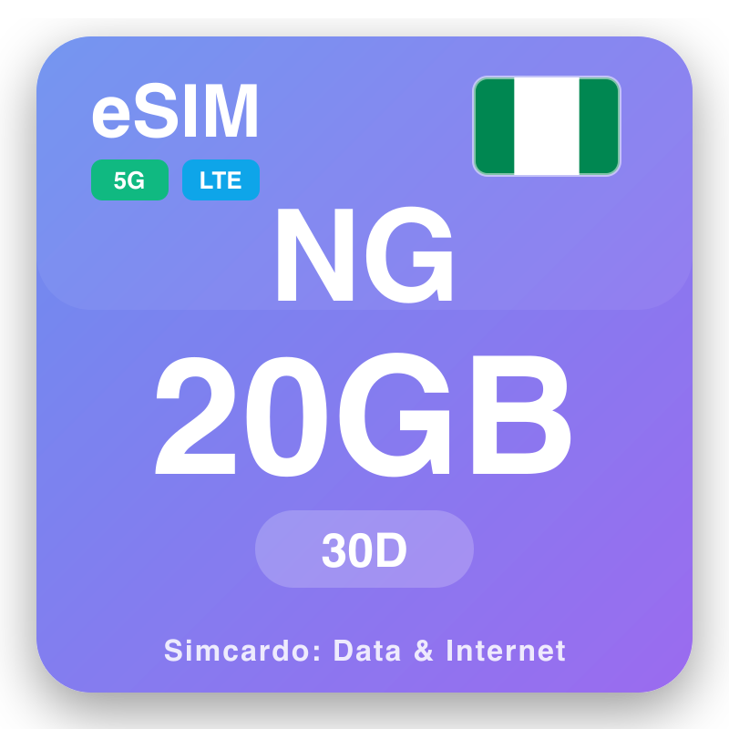eSIM Нигерија 20 GB za 30 dana