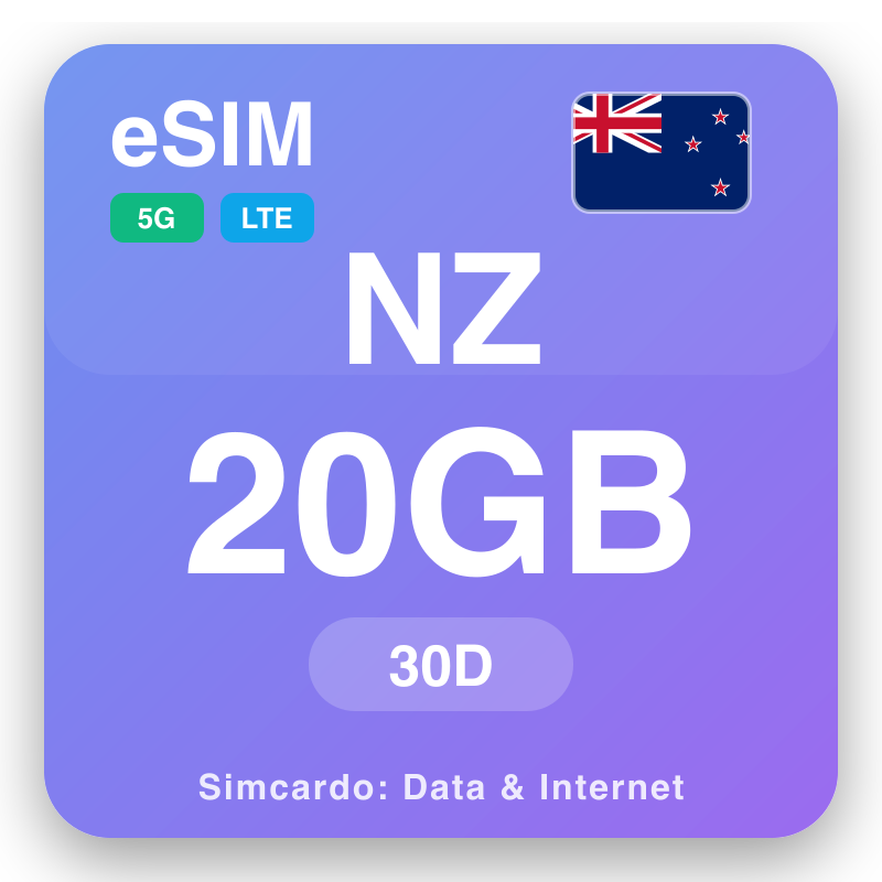 eSIM Zelandë e Re - planet e të dhënave për udhëtim dhe internet mobil