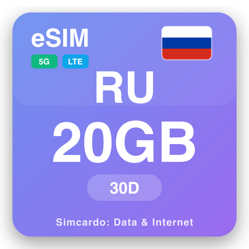 eSIM An Ruis 20 GB air 30 làithean