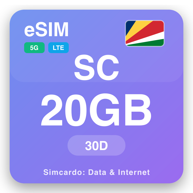 eSIM Seychellerna 20 GB för 30 dagar