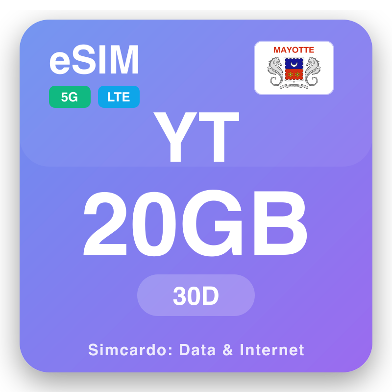 eSIM Mayotte - planaichean dàta siubhail agus eadar-lìon gluasadach