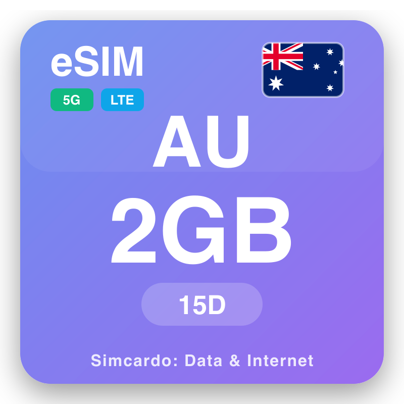 eSIM l-Awstralja 2 GB għal 15 ġimgħat