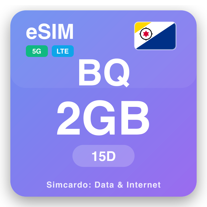 eSIM Кариб Нидерланддары 2 GB 15 күн үчүн