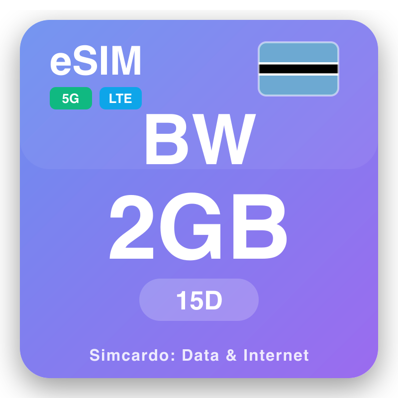 eSIM Botuswaana - qorshayaasha xogta safarka iyo internetka moobaylka