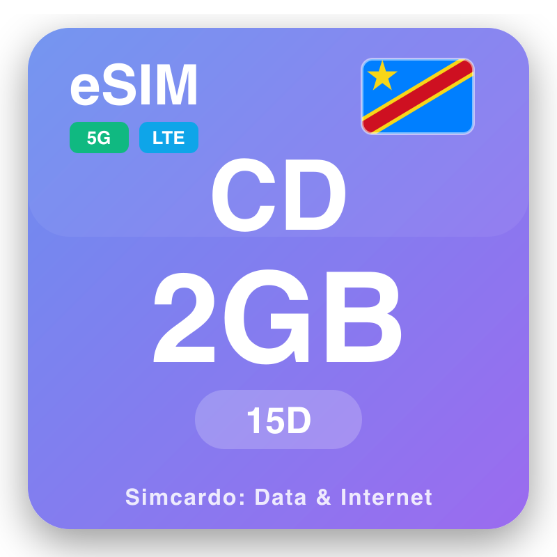 eSIM Kongo-Kinshasa 2 GB për 15 ditë