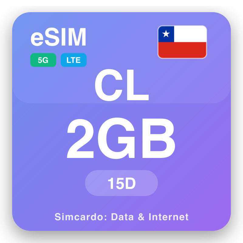 eSIM Chile 2 GB pe 15 días rupi