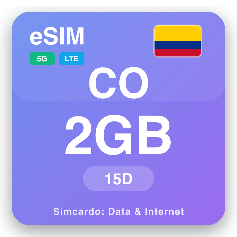eSIM Kolumbi 2 GB për 15 ditë