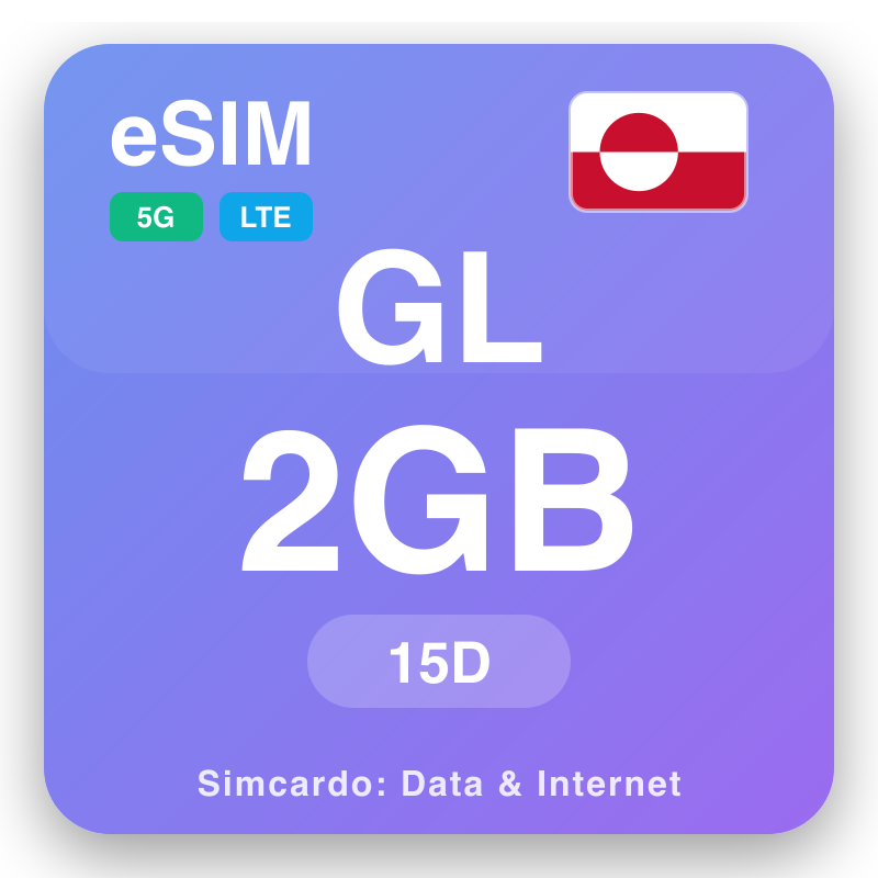 eSIM Groenlandia 2 GB para 15 días