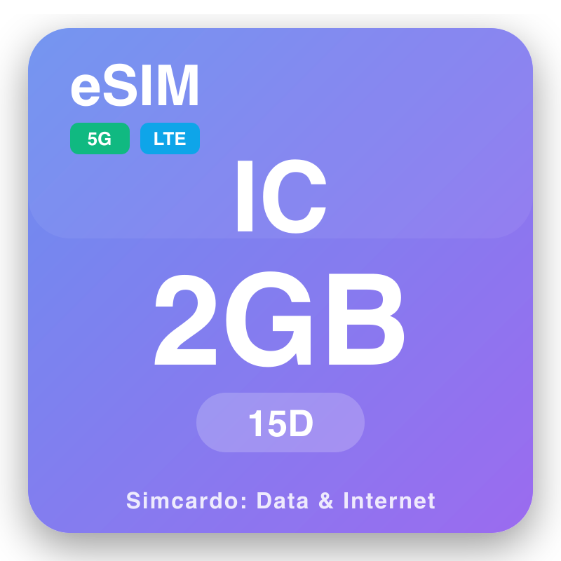 eSIM Kanāriju salas 2 GB uz 15 dienas