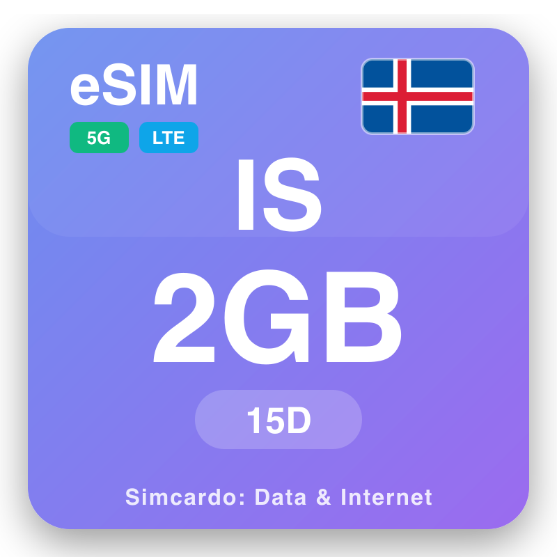 eSIM an Íoslainn - pleananna sonraí taistil agus idirlíon soghluaiste