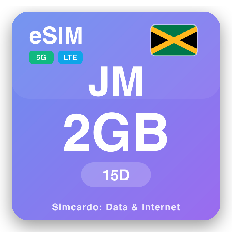 eSIM Jamaika 2 GB kwa 15 siku