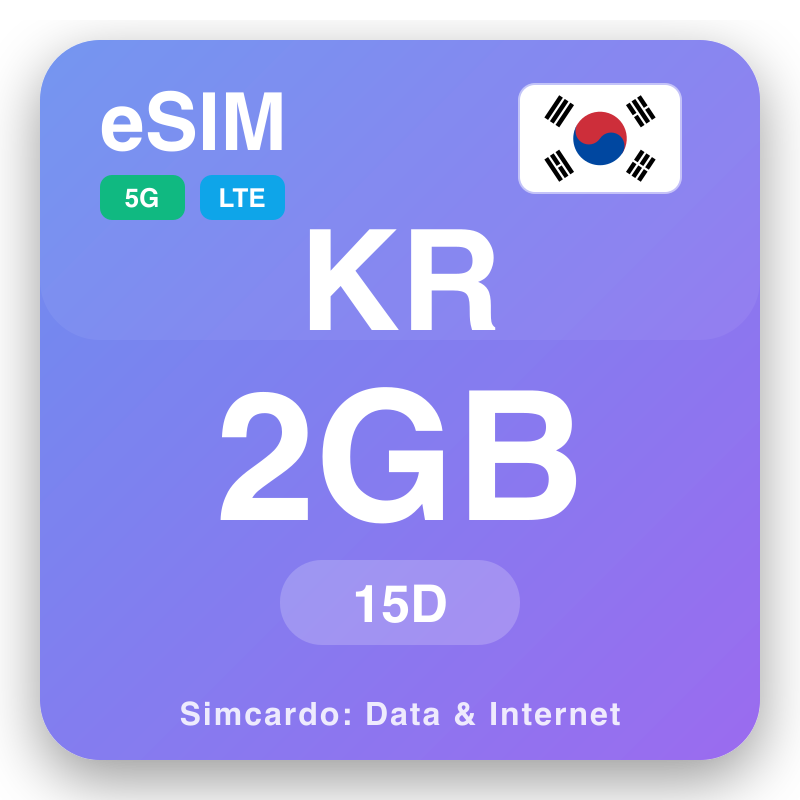 eSIM il-Korea t’Isfel 2 GB għal 15 ġimgħat