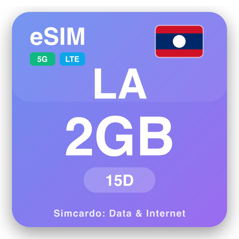 eSIM Laosi 2 GB fun 15 ọjọ