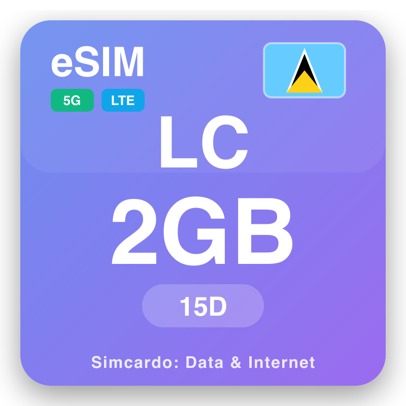 eSIM Sainte-Lucie 2 GB ho an'ny 15 andro