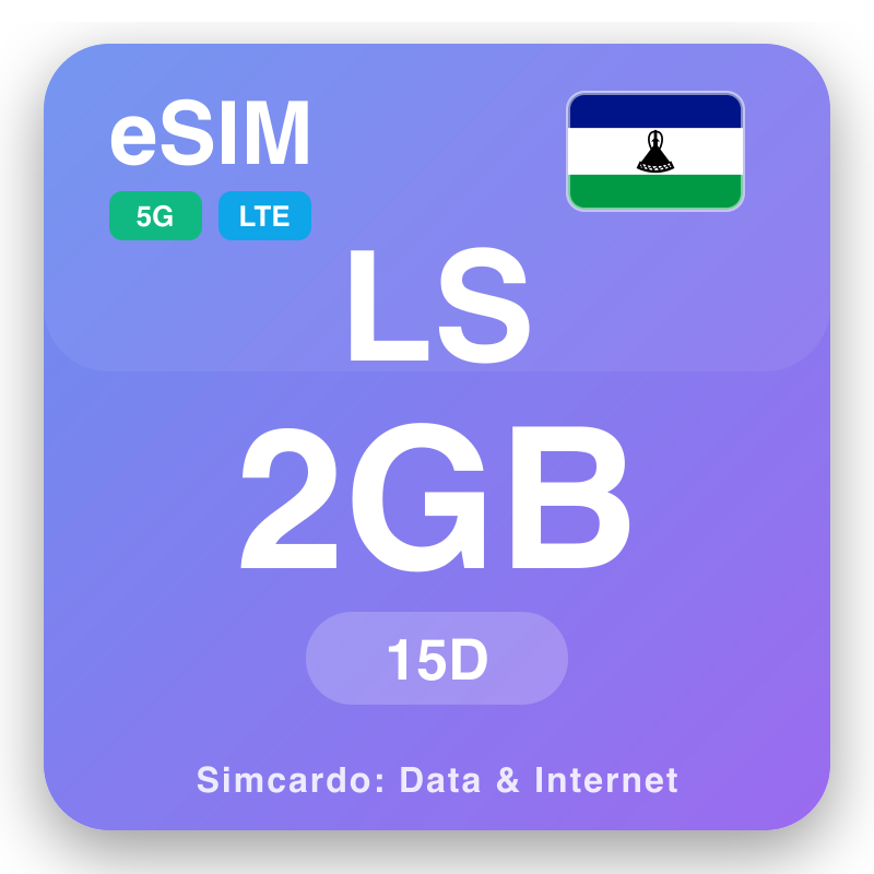 eSIM Lesoto 2 GB kwa 15 siku