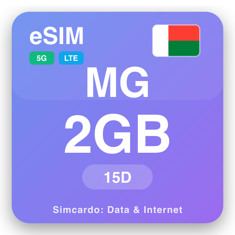 eSIM ម៉ាដាហ្គាស្កា 2 GB សម្រាប់ 15 ថ្ងៃ