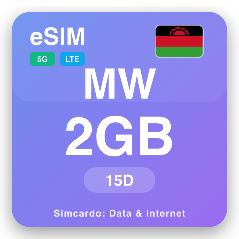 eSIM MW 2 GB no ka 15 mau lā