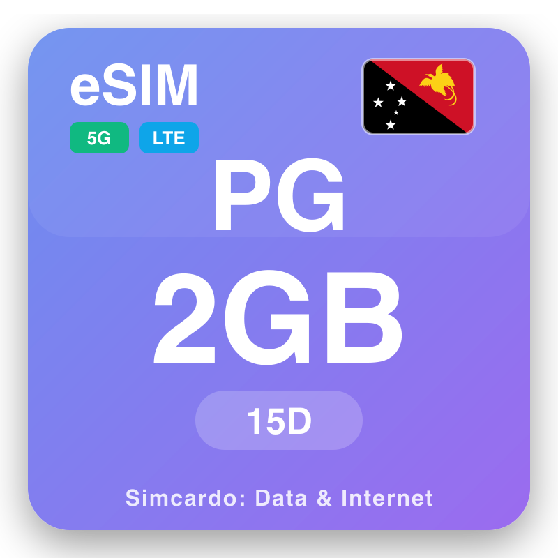 eSIM Papua Naujoji Gvinėja 2 GB už 15 dienos