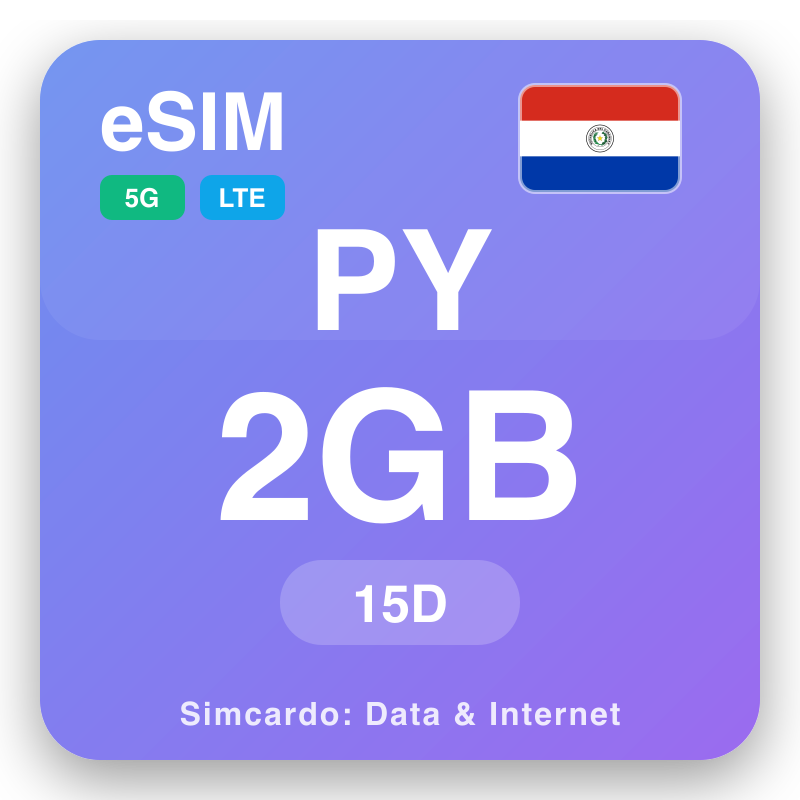 eSIM ਪੈਰਾਗਵੇ 2 GB 15 ਦਿਨ ਲਈ