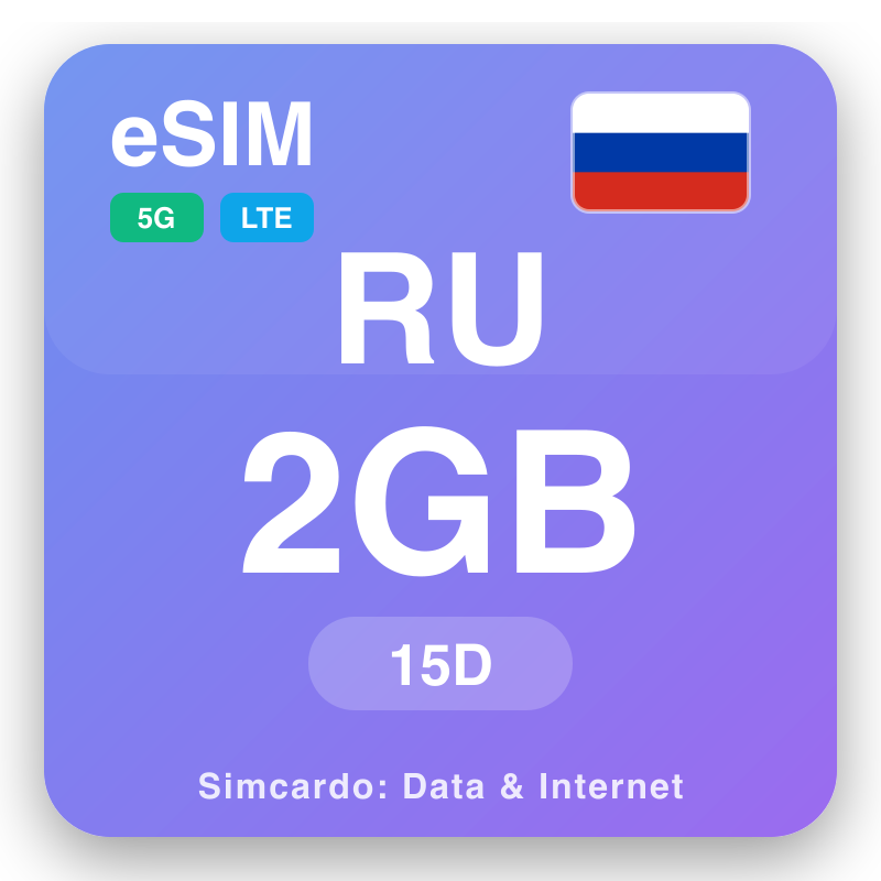 eSIM Русија 2 GB za 15 dana