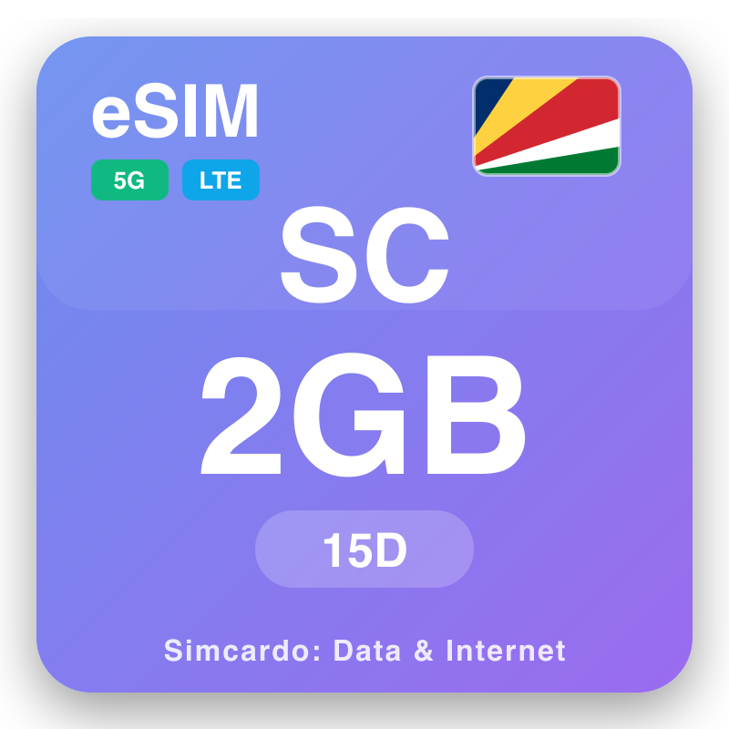 eSIM Seychellerna 2 GB för 15 dagar