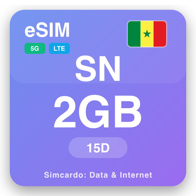 eSIM Senegāla 2 GB uz 15 dienas