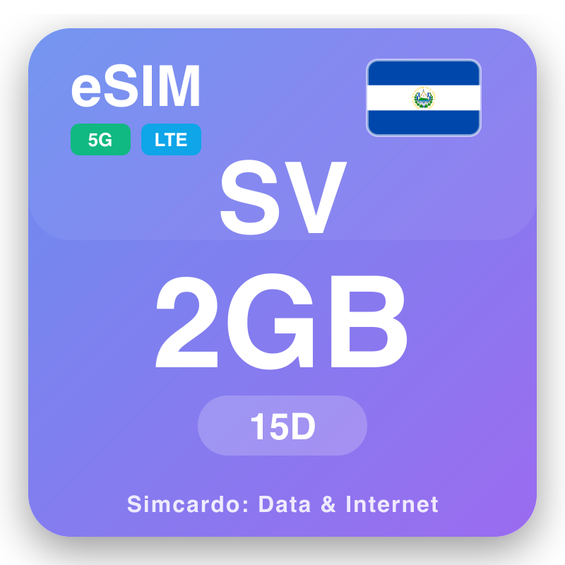 eSIM El Salvador 2 GB mo le 15 aso