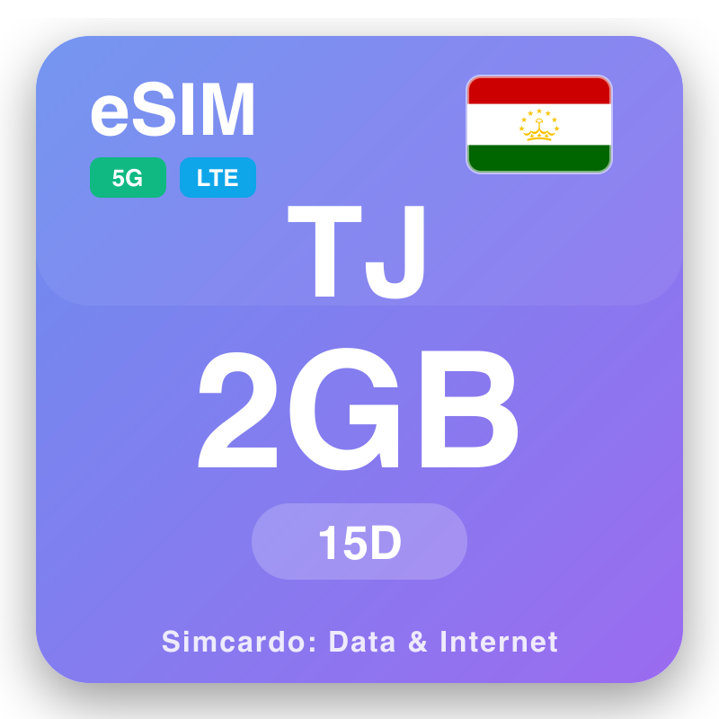 eSIM Tajikistan - plani fa'avae mo malaga ma fa'ainitaneti mobile