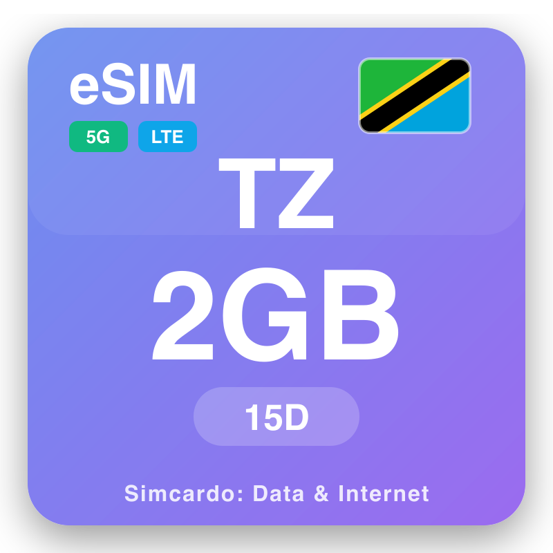 eSIM it-Tanzanija 2 GB għal 15 ġimgħat