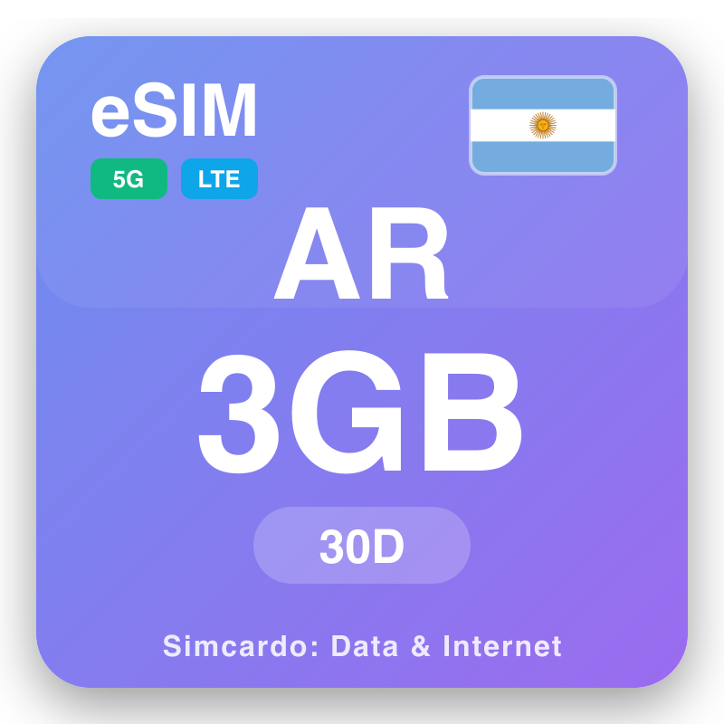 eSIM Argentina 3 GB kuni 30 päeva