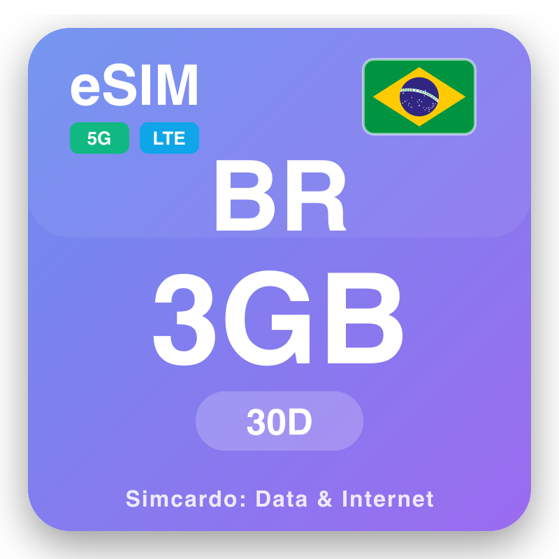 eSIM Brazil 3 GB ji bo 30 dagen