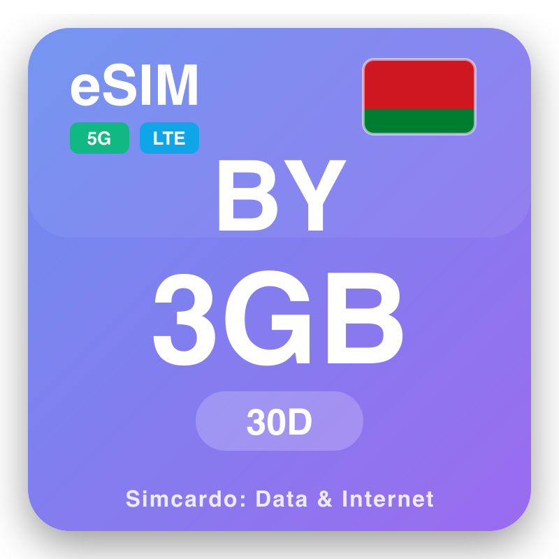 eSIM Belarus 3 GB ji bo 30 dagen