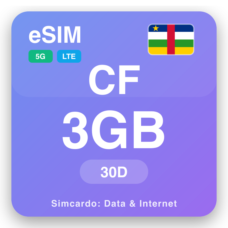 eSIM Centralnoafrička Republika 3 GB za 30 dana