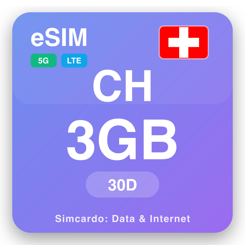 eSIM Schweiz 3 GB für 30 Tage