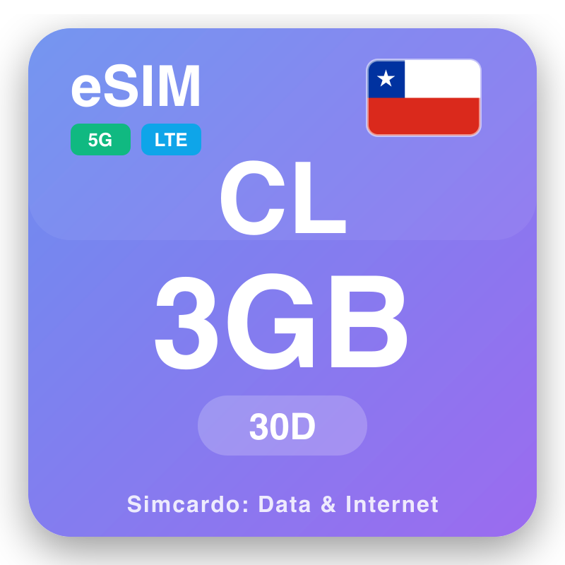 eSIM Chile 3 GB för 30 dagar