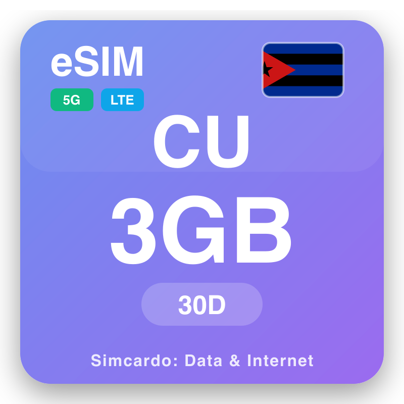 eSIM Kuba 3 GB kwa 30 siku