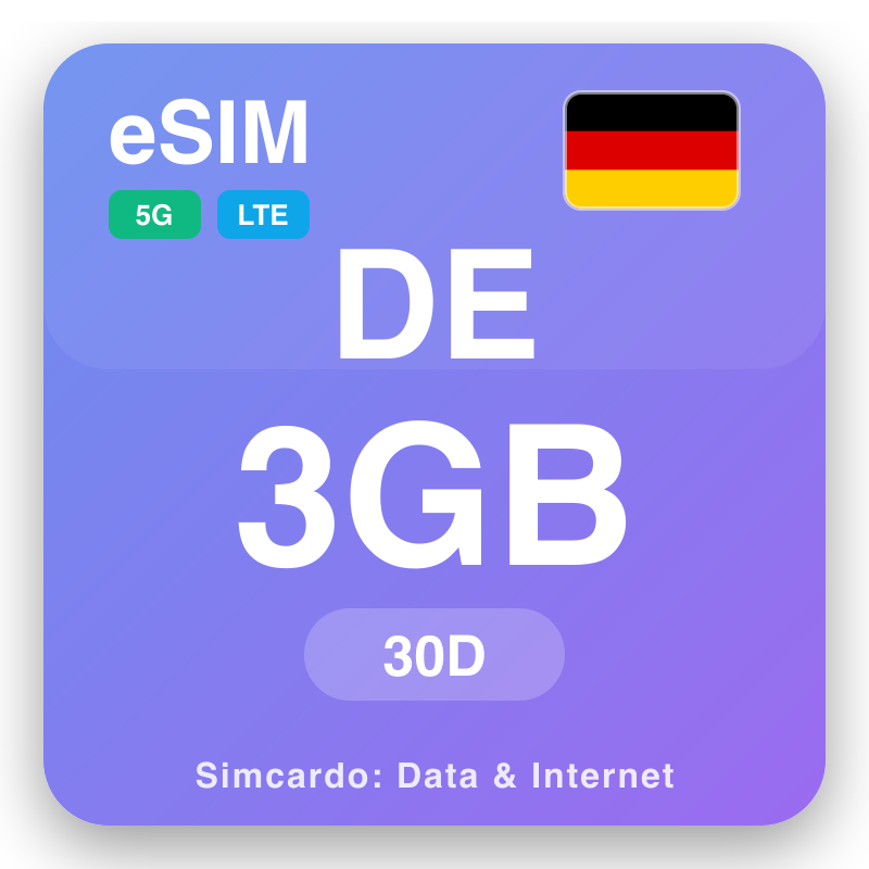 eSIM il-Ġermanja 3 GB għal 30 ġimgħat