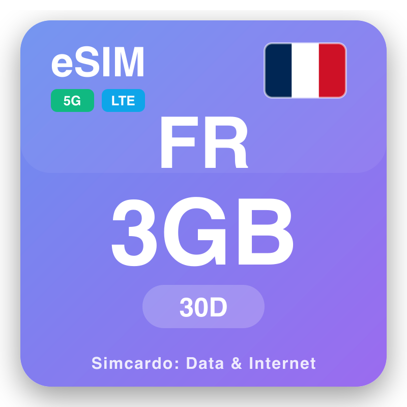 eSIM An Fhraing 3 GB air 30 làithean