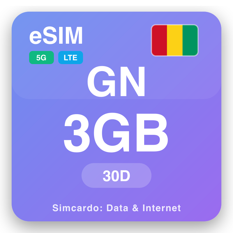 eSIM Gvinėja 3 GB už 30 dienos