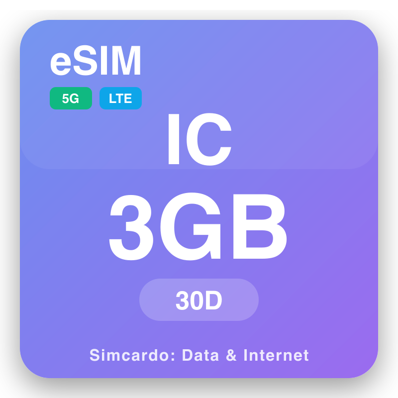eSIM Canary Islands 3 GB ji bo 30 dagen