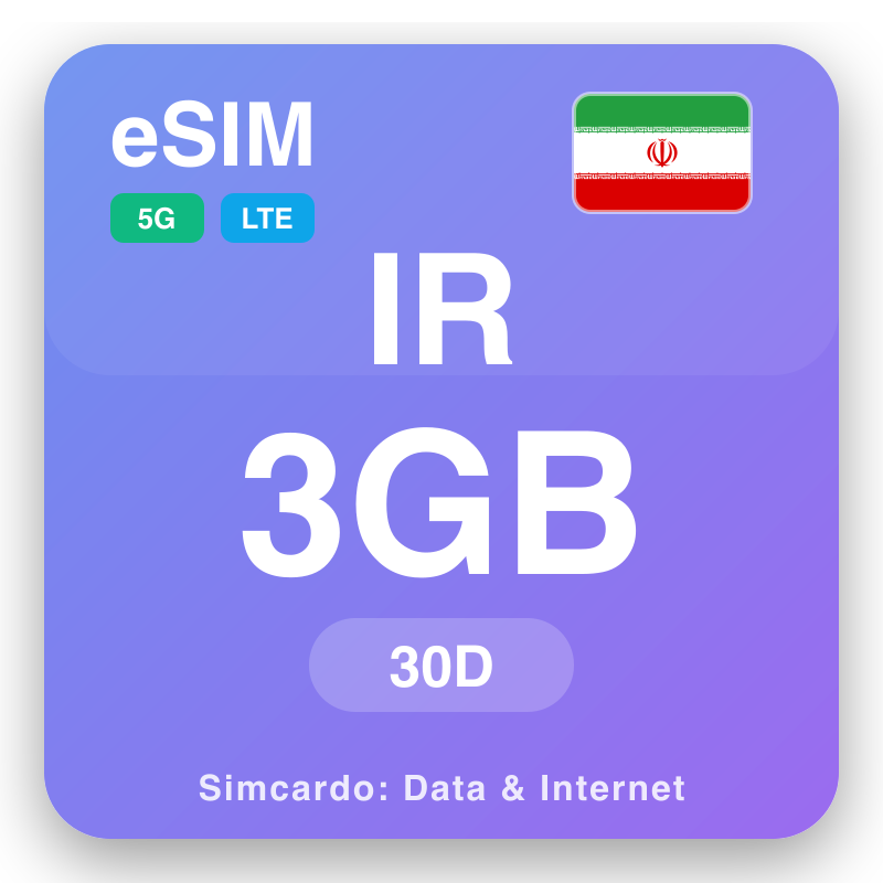 eSIM Iran 3 GB ka 30 matsatsi