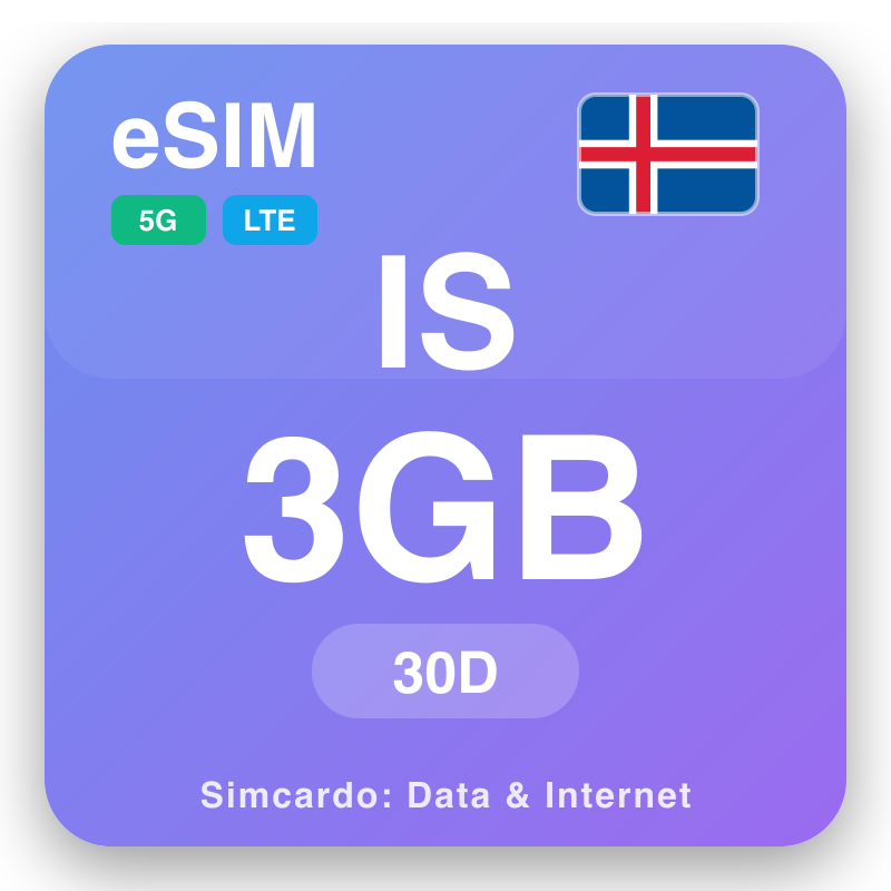 eSIM an Íoslainn - pleananna sonraí taistil agus idirlíon soghluaiste