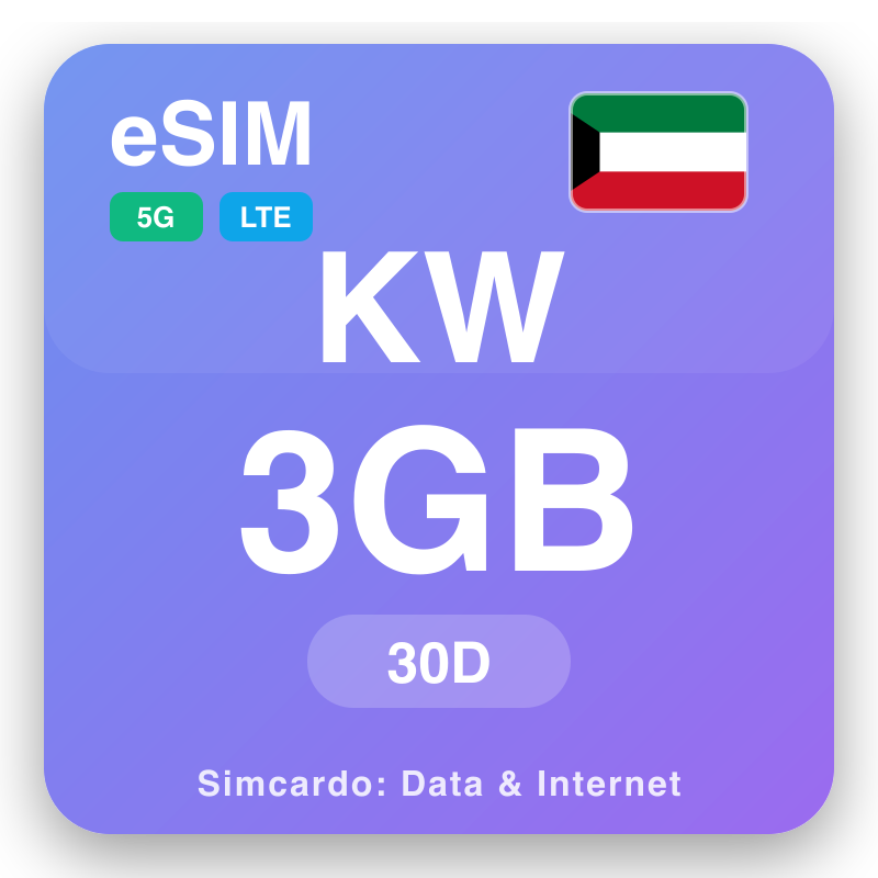 eSIM Kuwayt - qorshayaasha xogta safarka iyo internetka moobaylka