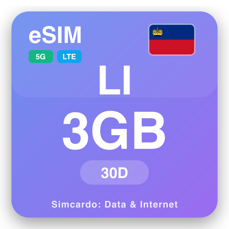 eSIM Lixtenşteyn 3 GB 30 gün üçün